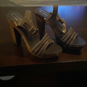 Michael Kor Bronze metallic heeled sandals